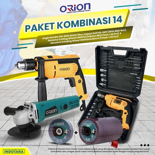 [EZM.1010779] Paket Kombinasi 14 - Gerinda Tangan HG9523 - Mesin Bor Tangan HD6617