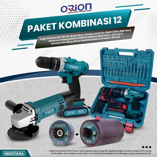 [EZM.1010788] Paket Kombinasi 12 - Gerinda Tangan HG954 - Mesin Bor Tangan CD2100V