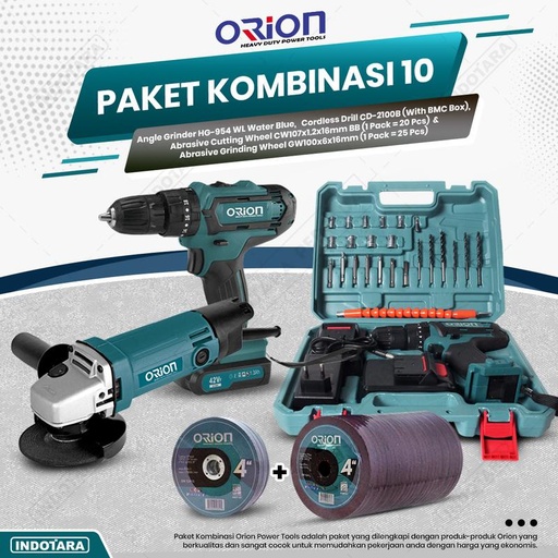 [EZM.1010790] Paket Kombinasi 10 - Gerinda Tangan HG954 - Mesin Bor Tangan CD2100B
