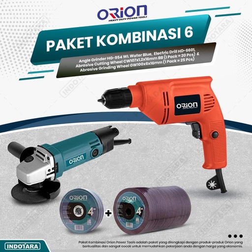 [EZM.1010794] Paket Kombinasi 6 - Gerinda Tangan HG954 - Mesin Bor Tangan HD6601
