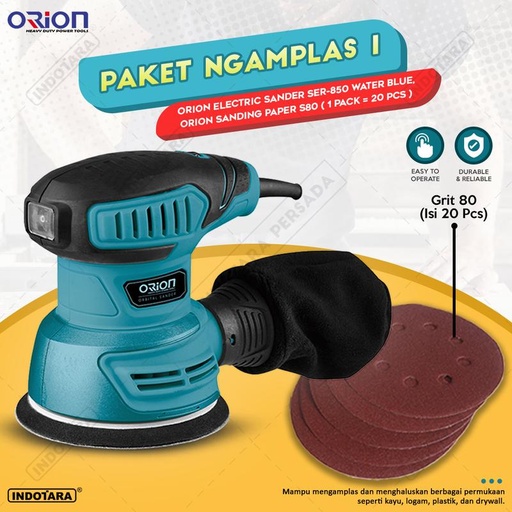 [EZM.1010799] Paket Ngamplas 1-3 - Orion Electric Round Sander SER-850 - Water Blue