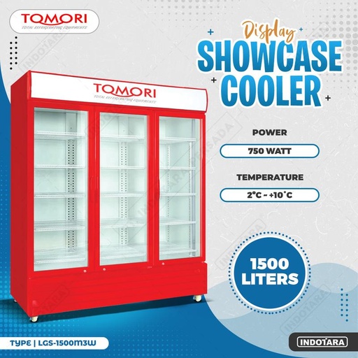 [EZM.1010800] Tomori Display 3 Pintu / Showcase Cooler 1500 Liter LGS-1500M3W