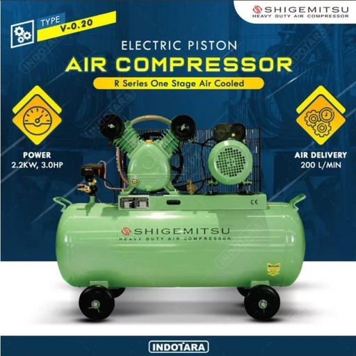 [EZM.1010844] Kompresor Angin Listrik 3HP - 12 BAR 230L Shigemitsu Big Tank