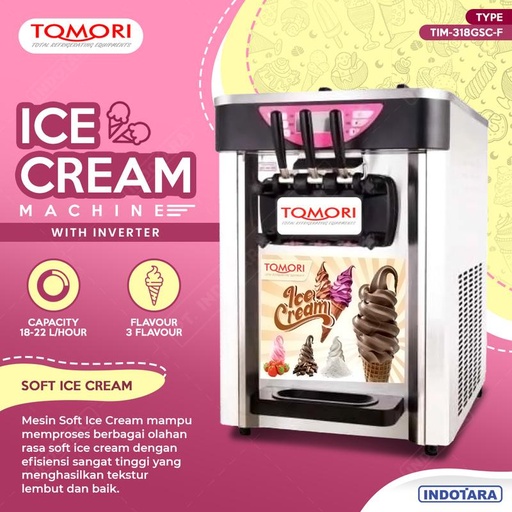 [EZM.1010889] Mesin Pembuat Es Krim 3 Tuas Soft Ice Cream With Inverter TIM-318GSC-F