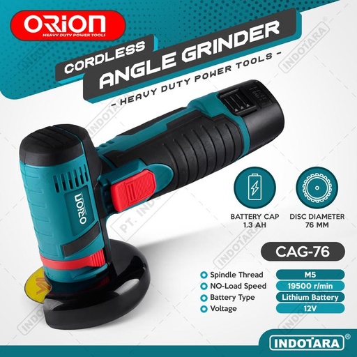 [EZM.1010909] Mesin Gerinda Baterai Tangan / Cordless Angle Grinder Orion CAG-76