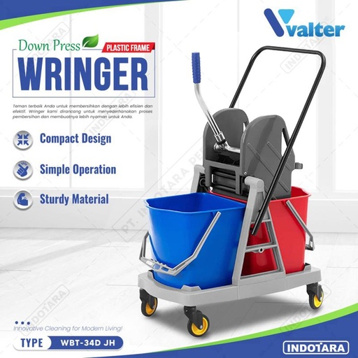 [EZM.1010948] Alat Pel Mop Wringer Trolley Single & Double Bucket Valter