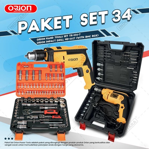 [EZM.1010990] Paket Set 34 - Impact Drill HD-6617 - Hand Tools TR-006-7