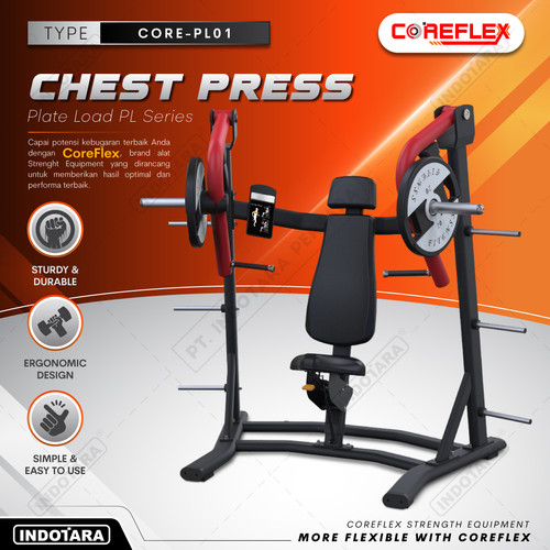 [EZM.1011013] Chest Press Plate Loaded Fitness Coreflex Chest Press CORE-PL01