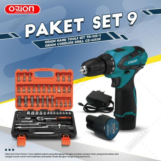 [EZM.1011089] Paket Set 9 - Cordless Drill CD-6650 - Hand Tools TR-005-3