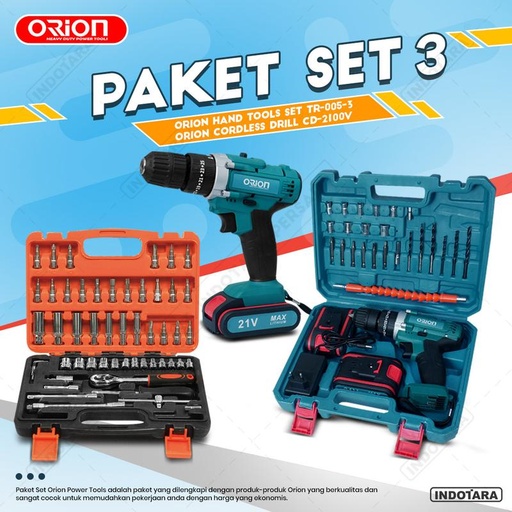 [EZM.1011095] Paket Set 3 - Cordless Drill CD-2100V - Hand Tools TR-005-3
