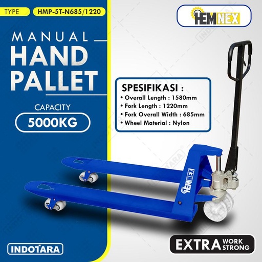 [EZM.1011097] Hemnex Manual Hand Pallet 2, 3 Dan 5 Ton Dengan Berbagai Ukuran Garpu