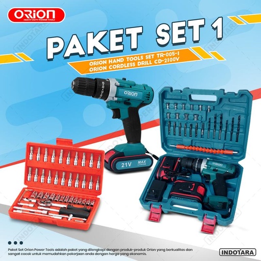 [EZM.1011107] Paket Set 1 - Cordless Drill CD-2100V - Hand Tools TR-005-1