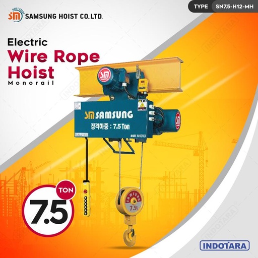 [EZM.1011122] Electric Wire Rope Hoist 5 Ton Samsung Hoist SN7.5-H12-MH