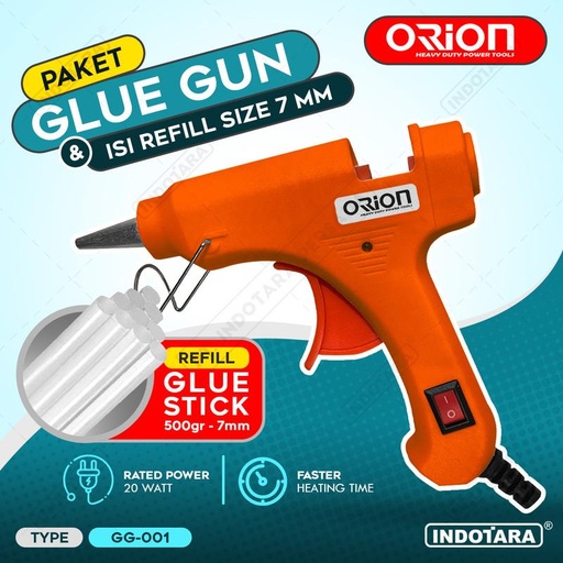 [EZM.1011127] Paket Glue Gun & Isi Refill Size 7mm 500gr