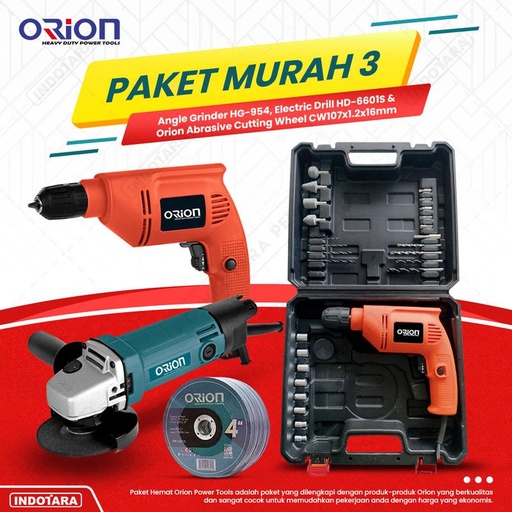 [EZM.1011134] Paket Murah 3 - Gerinda Tangan HG954 - Mesin Bor Tangan HD6601S