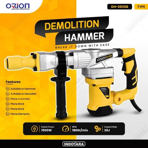 [EZM.1011216] Mesin Jack Hammer Bobok Beton Orion DH-0835B Demolition Hammer DH0835B