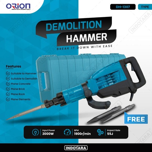 [EZM.1011217] Mesin Jack Hammer Bobok Beton Orion DH-125 Pemecah Beton Bensin Handal
