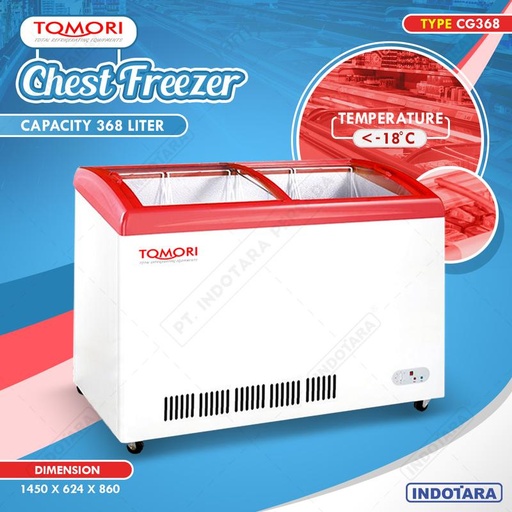 [EZM.1011231] Sliding Curved Glass Door Chest Freezer TOMORI CG-368