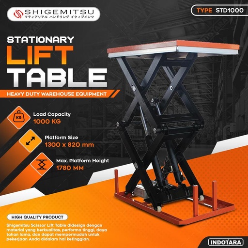 [EZM.1011563] Shigemitsu Warehouse Equipment Heavy Duty Lift Table STD1000 - 1 Ton