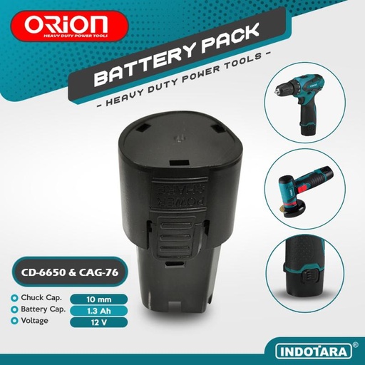 [EZM.1011727] Baterai Bor Tangan - Orion Cordless Drill CD-6650 dan Grinder CAG-76