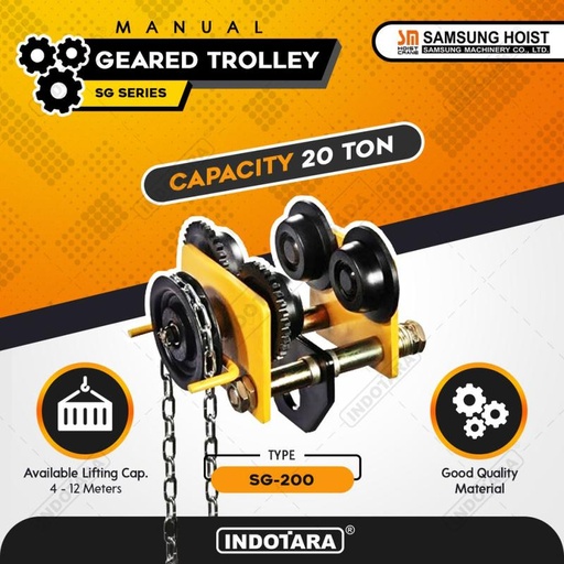 [EZM.1011797] Manual Geared Trolley Troli Katrol Manual 20 Ton Samsung SG-200
