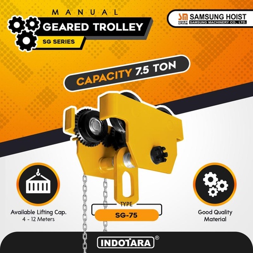 [EZM.1011799] Manual Geared Trolley Troli Katrol Manual 7.5 Ton Samsung SG-75