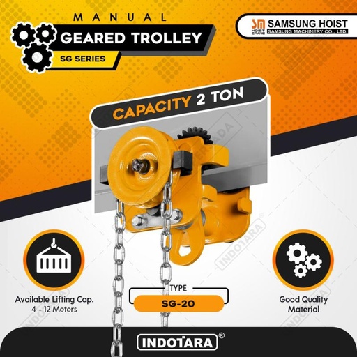 [EZM.1011802] Manual Geared Trolley Troli Katrol Manual 2 Ton Samsung SG-20