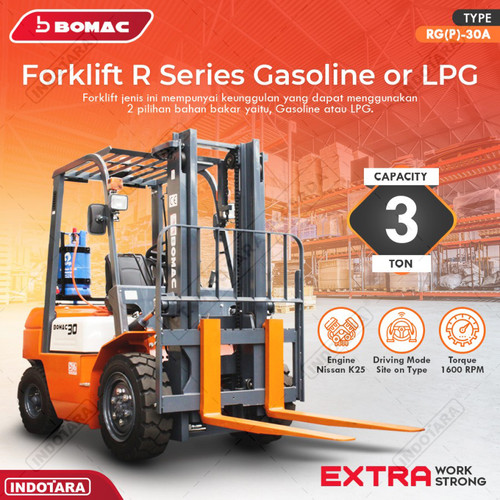 [EZM.1011897] Bomac Forklift Gasoline Dan LPG 3 Ton - RGP30A-NK25