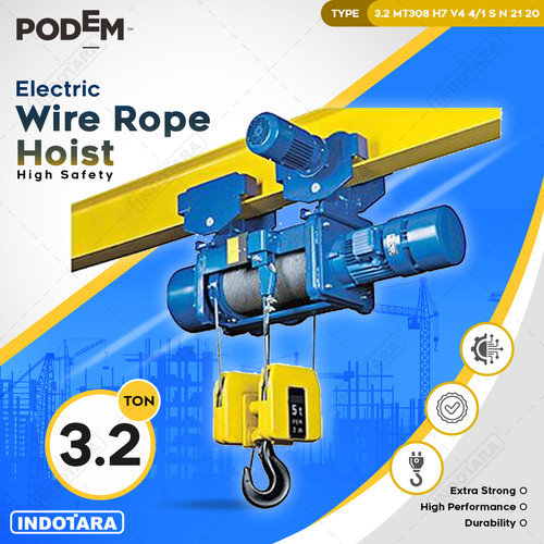 [EZM.1012042] Electric Wire Rope Hoist Podem Normal Headroom MT308 (4 Rope Falls)