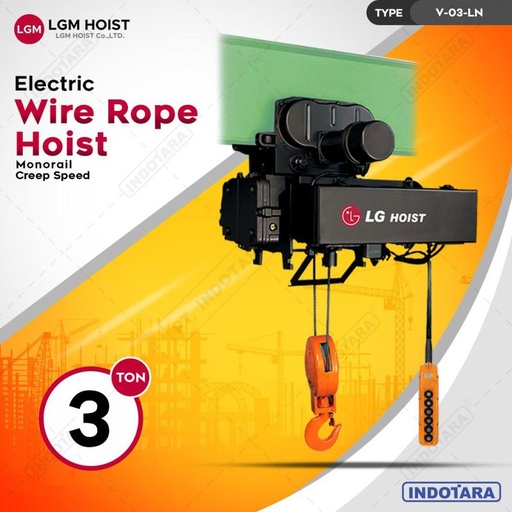 [EZM.1012072] Electric Wire Rope Hoist LGM Monorail Creep Speed 3T x 6m V-03-LN