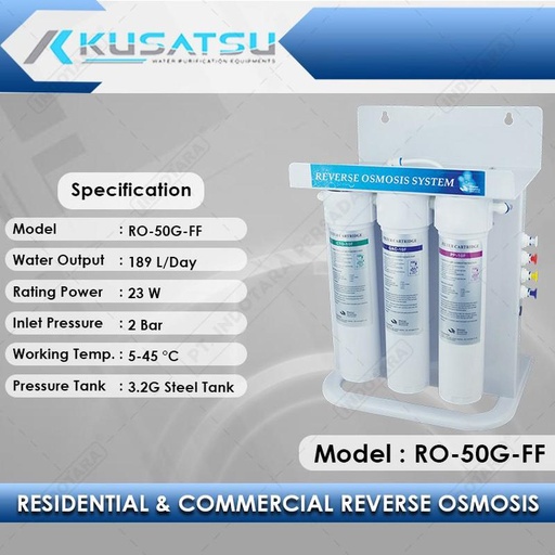 [EZM.1012079] Kusatsu Reverse Osmosis RO-50G-FF 5-Stages Filtration 189L