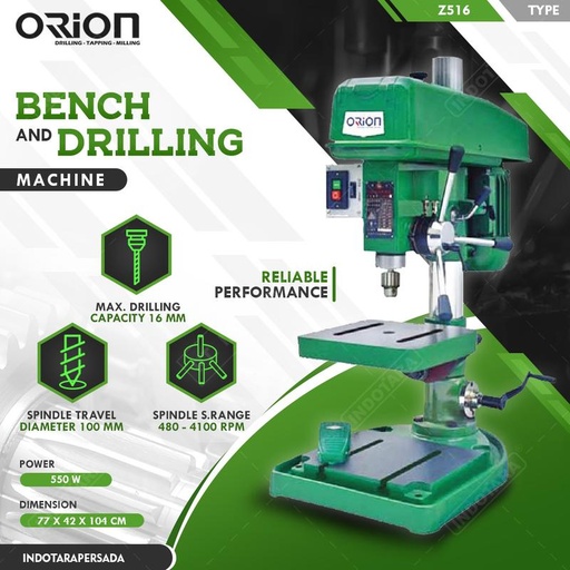 [EZM.1012123] Mesin Bor Duduk Orion Industrial Bench Drill Z516