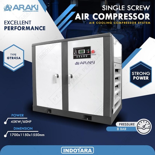 [EZM.1012221] Araki Air Cooling Compressor 45KW/60HP 8Bar GTR45A