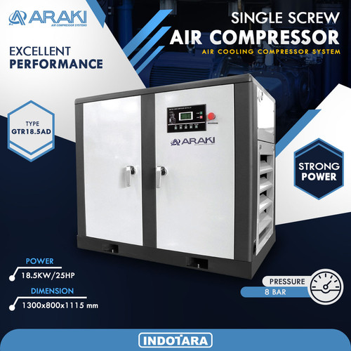 [EZM.1012222] Araki Air Cooling Compressor 18.5KW/25HP 8Bar GTR18.5AD