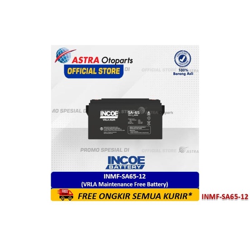 [EZR.3200003] Baterai / Aki Deep Cycle AGM INMF-SA65-12 (65 Ah - 12 Volt) Merk INCOE - untuk Solar Panel, CCTV, Emergency Lamp, UPS System, Lampu Penerangan Jalan, Sistem Perkapalan dan lainnya (VRLA Maintenance Free Battery)