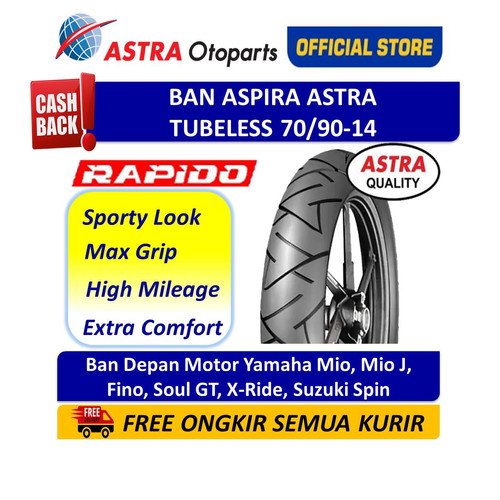 [EZR.3200156] Aspira Maxio Rapido 70/90-14 Untuk Motor Mio Fino (15-70/9014-RAPIDO)