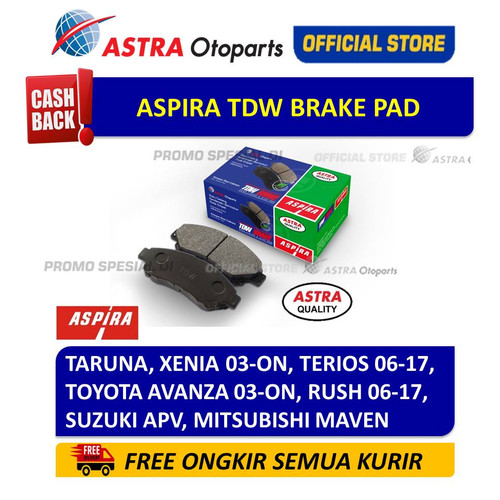 [EZR.3200272] Brake Pad Aspira TDW untuk Mobil: XENIA/AVANZA 03-ON,TERIOS/RUSH 06-17