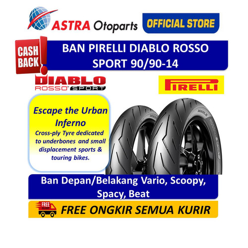 [EZR.3200292] Diablo Rosso Sport 90/90-14M/CTL 46S (Depan/Belakang) (3776300)