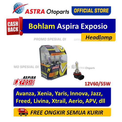 [EZR.3200327] Lampu Halogen Aspira Exposio H4 P43T 12V60/55W PURE GOLD VISION