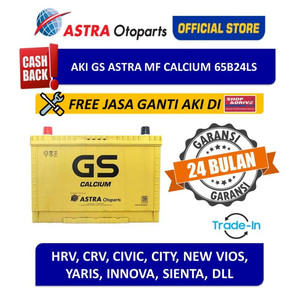 [EZR.3200385] Aki GS ASTRA MF Calcium 65B24LS (Free Pemasangan Instan+Tukar Tambah)