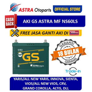 [EZR.3200386] Aki GS ASTRA MF NS60LS (Free Pemasangan Instan + Tukar Tambah)