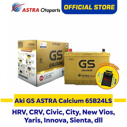 [EZR.3200836] AKI GS ASTRA Calcium 65B24LS aki untuk mobil HRV GSCAL-65B24LS