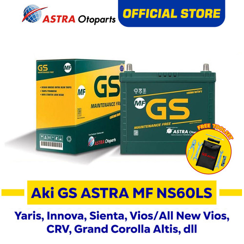 [EZR.3200837] AKI GS ASTRA MF NS60LS untuk mobil Toyota Innova (GSMFN-NS60LS)
