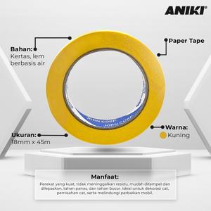 [EZR.0700203] ANIKI Paper Tape 18mm x 45mm / Lakban Kertas Masking Tape / Detailing