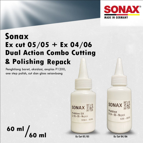 [EZR.0700290] Sonax EX CUT 05 05 + EX 04 06 Dual Action Combo Cutting & Polishing Step 1 - Step 2  Polising Compound / Poles Kompon