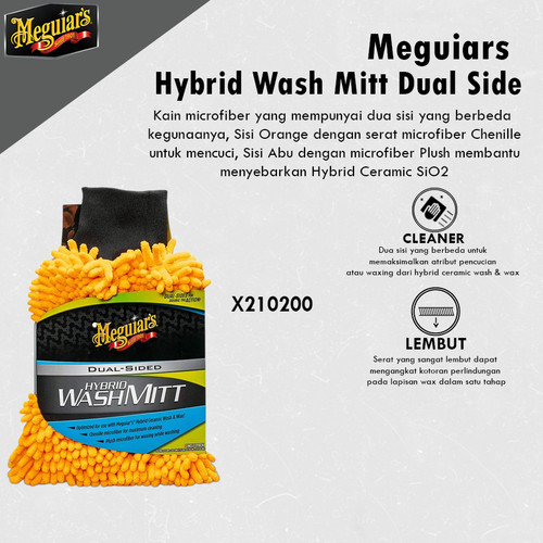 [EZR.0700310] Meguiars - Meguiar's Hybrid Wash Mitt Dual Sided Kain Microfiber Cuci Mobil Microfiber Dua Sisi X210200