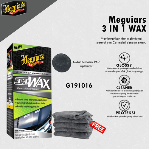 [EZR.0700411] Meguiars - Meguiar's 3 in 1 Wax 16 oz One Step Paint Care Pengkilap Mobil G191016