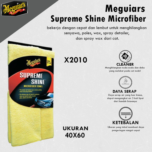 [EZR.0700428] Meguiars Supreme Shine Microfiber Drying Towel X2010 Lap Microfiber Mobil