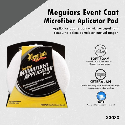 [EZR.0700438] Meguiars - Meguiar's Even Coat Microfiber Pad / Pad Aplikator Poles / Busa Kain Poles Mobil isi 2pcs