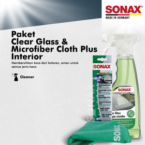 [EZR.0700450] Paket Sonax Clear Glass 500ml & Sonax Microfiber Cloth Plus Interior 40x40